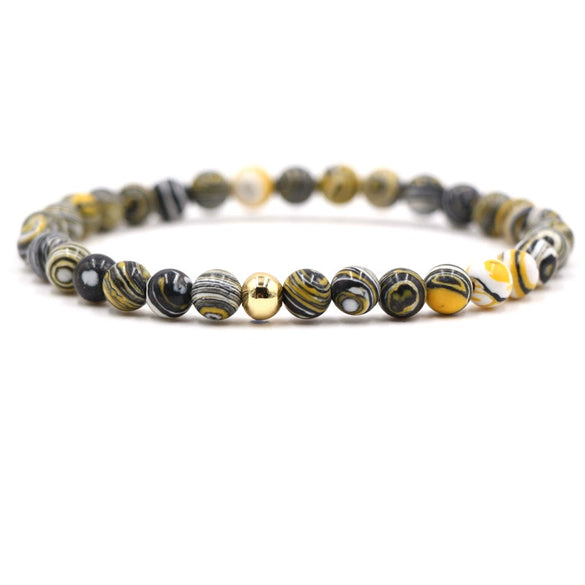 Original Design Copper Unisex Bracelet With 6Mm Natural Tiger Eye And Malachite Stone Beads Geometry Style