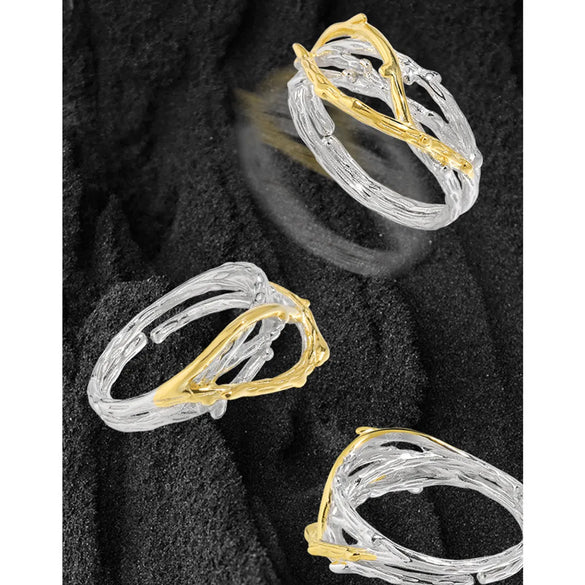 Original Design Geometric Sterling Silver Plating 18k Gold Plated Open Rings