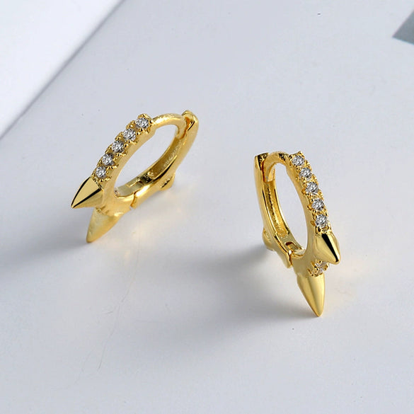 Original Design Minimalist Geometric Triangle Earrings In 925 Silver With Zircon Inlay Electroplated Ear Buckle For Women