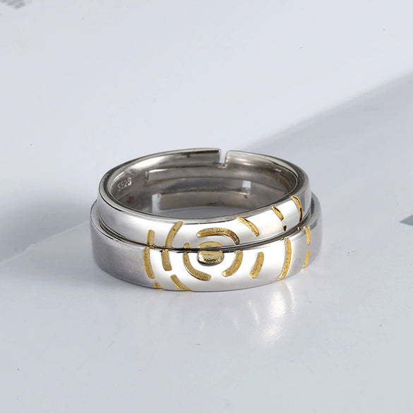 Original Design Mobius Geometry Couple Ring In S925 Sterling Silver With Electroplated Finish Adjustable Open Ring Gift