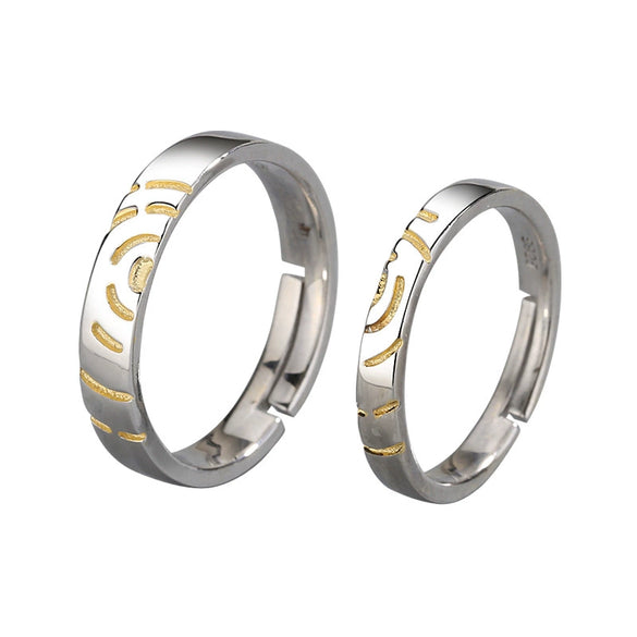 Original Design Mobius Geometry Couple Ring In S925 Sterling Silver With Electroplated Finish Adjustable Open Ring Gift