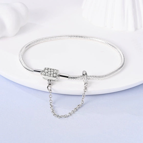 Original S925 Silver Bracelet With Copper Plated Clover Dream Catcher Snake Bone Chain Geometric Pattern Electroplating Treatment For Women