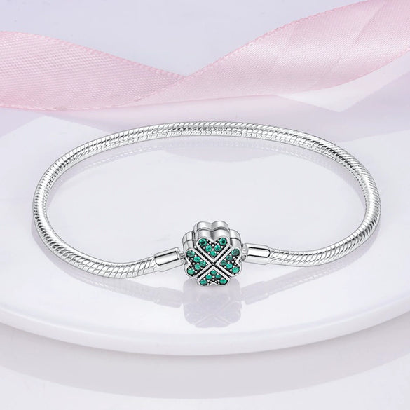 Original S925 Silver Bracelet With Copper Plated Clover Dream Catcher Snake Bone Chain Geometric Pattern Electroplating Treatment For Women