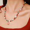 Ornament Christmas Necklace Glass Rice Bead Double Layer Stacked With Clavicle Chain Geometric Style