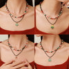 Ornament Christmas Necklace Glass Rice Bead Double Layer Stacked With Clavicle Chain Geometric Style