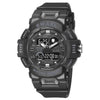 Outdoor Electronic Alarm Sports Watch Dual Display Chronograph Plastic Pu Round Watch