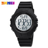 Outdoor Sports Digital Electronic Watch Resin Case Silicone Strap Stainless Steel Clasp Round Dial