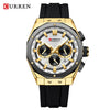 Outdoor Sports Multifunctional Men's Alloy Case Silicone Strap Round Dial Watch With Mineral Strengthened Glass Mirror And Pin Buckle