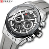 Outdoor Sports Multifunctional Men's Alloy Case Silicone Strap Round Dial Watch With Mineral Strengthened Glass Mirror And Pin Buckle