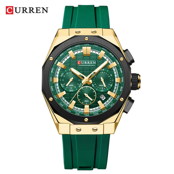 Outdoor Sports Multifunctional Men's Alloy Case Silicone Strap Round Dial Watch With Mineral Strengthened Glass Mirror And Pin Buckle