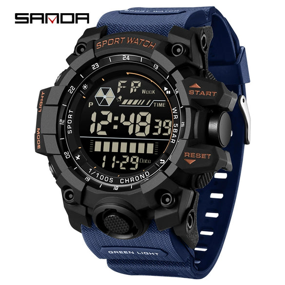 Outdoor Sports Waterproof Electronic Watch For Teenagers Acrylic Mirror Abs Case Tpu Strap Round Dial Highend Style