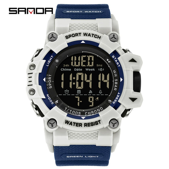 Outdoor Sports Waterproof Electronic Watch For Teenagers Acrylic Mirror Abs Case Tpu Strap Round Dial Highend Style