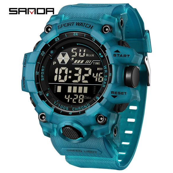 Outdoor Sports Waterproof Electronic Watch For Teenagers Acrylic Mirror Abs Case Tpu Strap Round Dial Highend Style