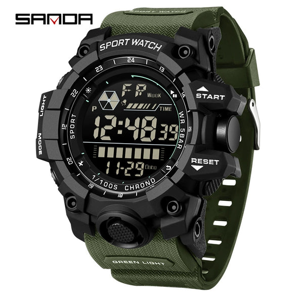 Outdoor Sports Waterproof Electronic Watch For Teenagers Acrylic Mirror Abs Case Tpu Strap Round Dial Highend Style