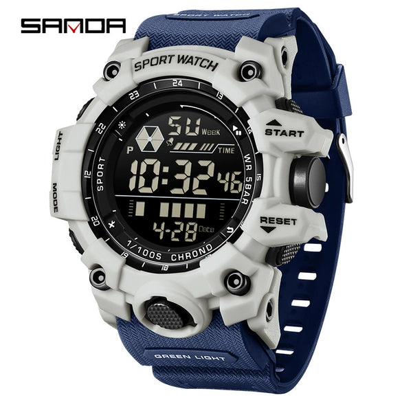 Outdoor Sports Waterproof Electronic Watch For Teenagers Acrylic Mirror Abs Case Tpu Strap Round Dial Highend Style