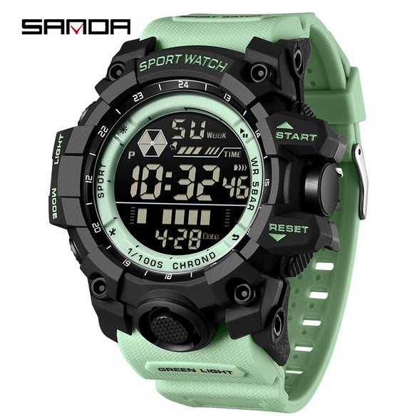 Outdoor Sports Waterproof Electronic Watch For Teenagers Acrylic Mirror Abs Case Tpu Strap Round Dial Highend Style
