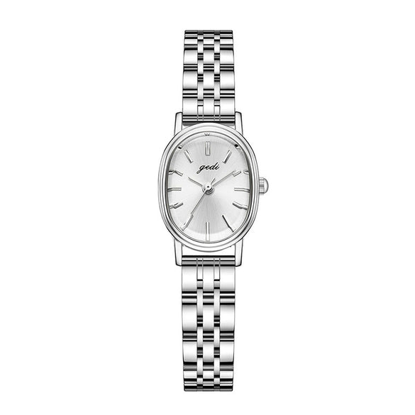Oval Alloy Band Quartz Watch For Women Light Luxury Retro Style