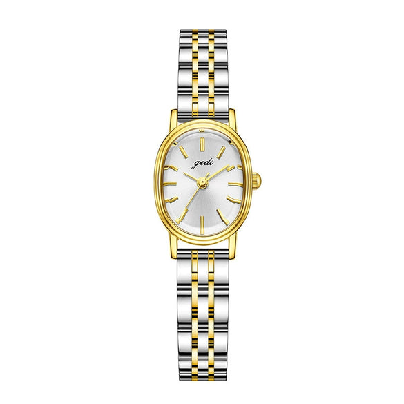 Oval Alloy Band Quartz Watch For Women Light Luxury Retro Style