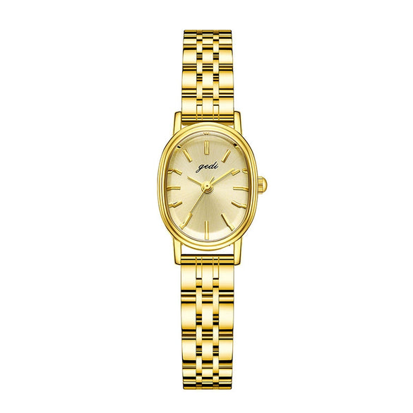 Oval Alloy Band Quartz Watch For Women Light Luxury Retro Style