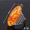 Oval Baltic Beeswax Amber Ring Fashion Jewelry Metal Constellation Electroplating Unisex