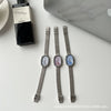 Oval Bamboo And Metal Steel Band Quartz Watch For Female Students Leisure Style Alloy Case Ordinary Glass Mirror