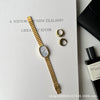 Oval Bamboo And Metal Steel Band Quartz Watch For Female Students Leisure Style Alloy Case Ordinary Glass Mirror