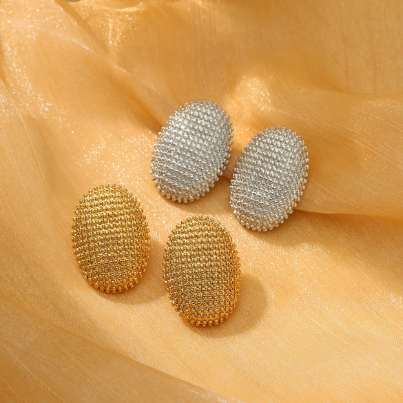 Oval Bean Titanium Steel Earrings For Women Simple Niche Design Light Luxury Temperament Electroplated