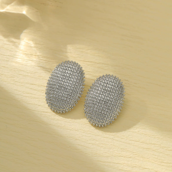Oval Bean Titanium Steel Earrings For Women Simple Niche Design Light Luxury Temperament Electroplated
