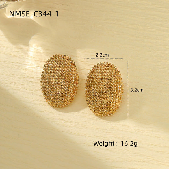 Oval Bean Titanium Steel Earrings For Women Simple Niche Design Light Luxury Temperament Electroplated