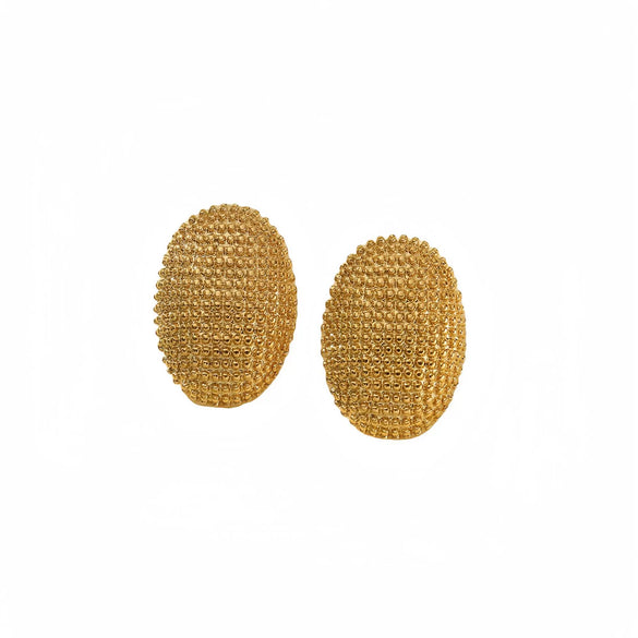Oval Bean Titanium Steel Earrings For Women Simple Niche Design Light Luxury Temperament Electroplated