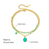 Oval Blue Turquoise Pendant Stainless Steel Chain Women's Retro Bohemian Style Accessories Bracelet With Electroplating