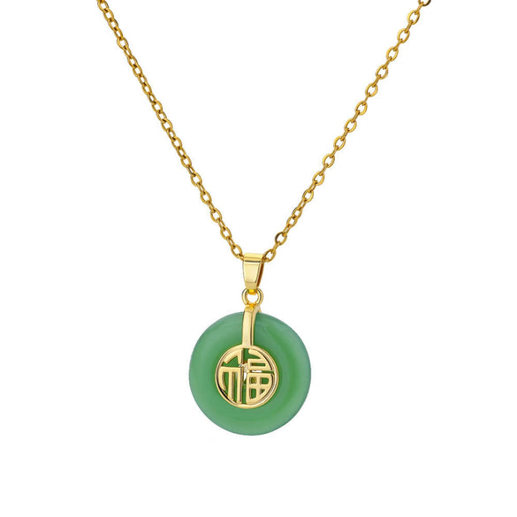 Oval Cat's Eye Pendant Stainless Steel Necklace With Mixed Gemstone Inlay Light Luxury Electroplating Design Unisex Clavicle Chain