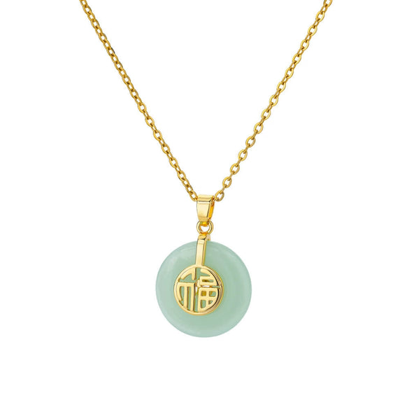 Oval Cat's Eye Pendant Stainless Steel Necklace With Mixed Gemstone Inlay Light Luxury Electroplating Design Unisex Clavicle Chain