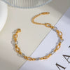 Oval Gold And Silver Color Matching Necklace Bracelet Suit Street Fashion Hip Hop O Word Chain Classic Stainless Steel Jewelry With Pvd Furnace Vacuum Real Gold Plating