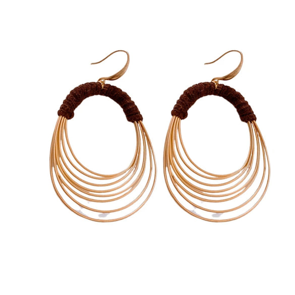 Oval Multilayered Iron And 925 Silver Electroplated Geometric Style Women's Earrings