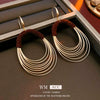 Oval Multilayered Iron And 925 Silver Electroplated Geometric Style Women's Earrings