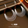 Oval Multilayered Iron And 925 Silver Electroplated Geometric Style Women's Earrings