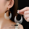 Oval Multilayered Iron And 925 Silver Electroplated Geometric Style Women's Earrings