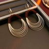 Oval Multilayered Iron And 925 Silver Electroplated Geometric Style Women's Earrings