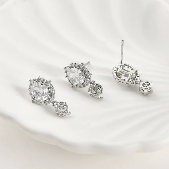 Oval Pearl Zircon Earrings Accessories Materials Copper Electroplated For Women Diy Handmade