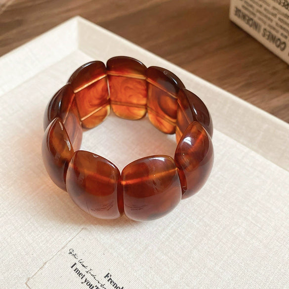 Oval Resin Turquoise Open Bracelet With Diamond Encrusted Alloy Electroplated Retro Exaggerated High End Fashion Bracelet