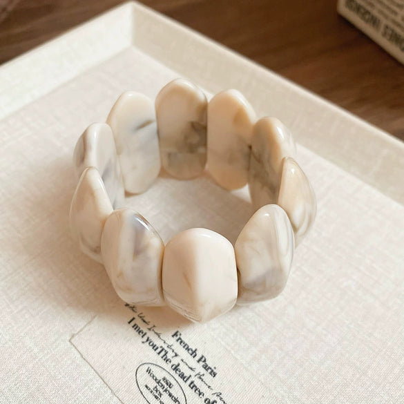 Oval Resin Turquoise Open Bracelet With Diamond Encrusted Alloy Electroplated Retro Exaggerated High End Fashion Bracelet