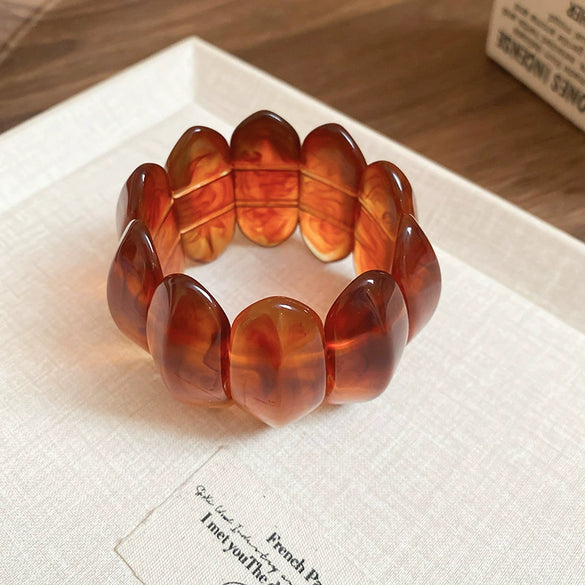 Oval Resin Turquoise Open Bracelet With Diamond Encrusted Alloy Electroplated Retro Exaggerated High End Fashion Bracelet