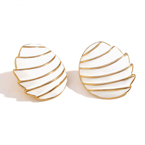 Oval Sail Shape Oil Drop Women's Stainless Steel 18K Gold Plated Geometric Fashion Earrings