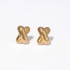 Oval Stainless Steel And Titanium Steel Geometric Heart Earrings With Electroplating Processing