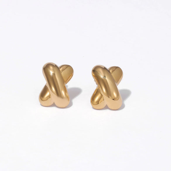 Oval Stainless Steel And Titanium Steel Geometric Heart Earrings With Electroplating Processing