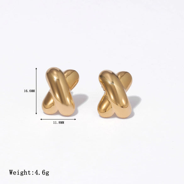 Oval Stainless Steel And Titanium Steel Geometric Heart Earrings With Electroplating Processing