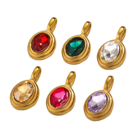 Oval Stainless Steel Niche Handmade Jewelry Pendant With Rhinestone Inlay And Electroplating
