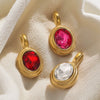 Oval Stainless Steel Niche Handmade Jewelry Pendant With Rhinestone Inlay And Electroplating