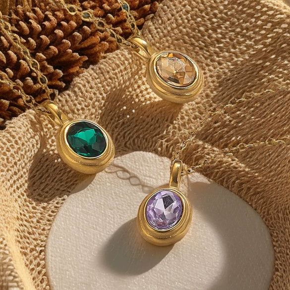 Oval Stainless Steel Niche Handmade Jewelry Pendant With Rhinestone Inlay And Electroplating